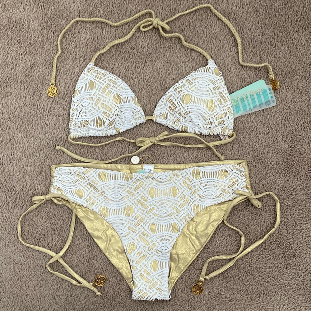 Luli Fama Muchachita Linda Bikini Top and Bottom Swimsuit Size XS